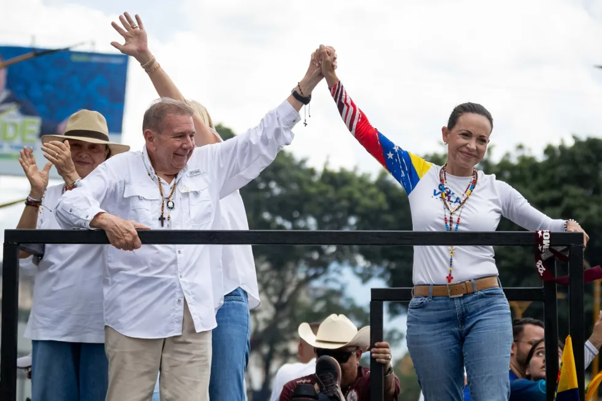 Edmundo González Urrutia y María Corina Machado en Caracas, Venezuela. Edmundo González Urrutia y María Corina Machado en Caracas, Venezuela.