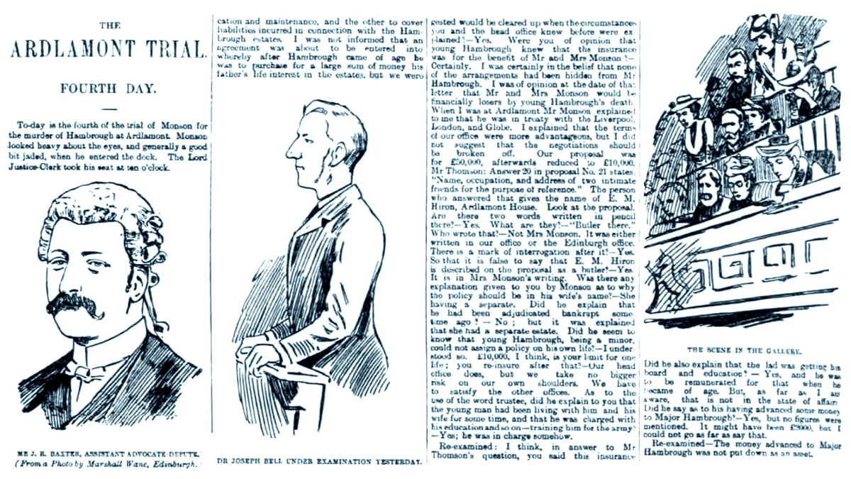 Para resolver el caso, se solicitó la ayuda de dos forenses expertos, Joseph Bell y Henry Littlejohn, quienes habían sido figuras influyentes en la juventud de Sir Arthur Conan Doyle. Para resolver el caso, se solicitó la ayuda de dos forenses expertos, Joseph Bell y Henry Littlejohn, quienes habían sido figuras influyentes en la juventud de Sir Arthur Conan Doyle.