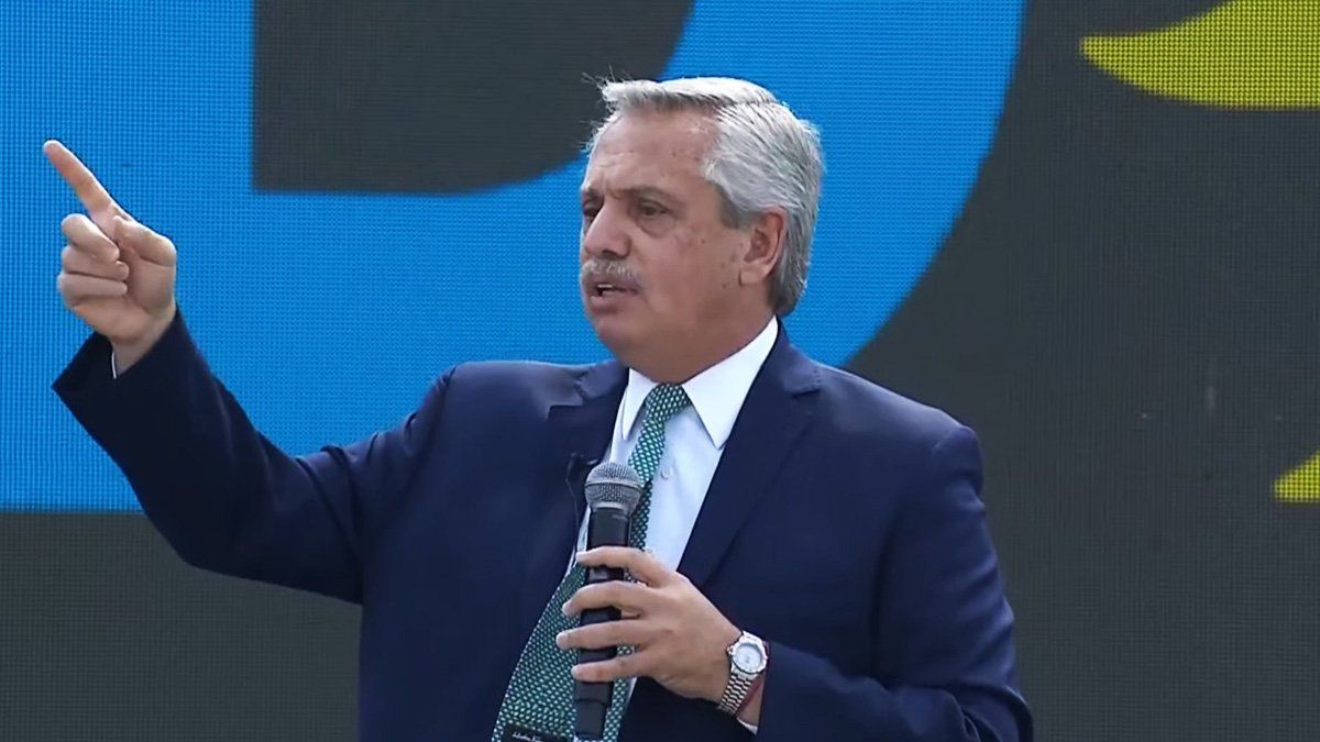 Alberto Fernández en el acto en Tecnópolis.