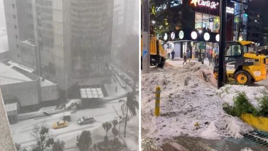Granizada en Quito: Videos del fenómeno que impactó a todos. Imagen: Capture video @Municipioquito (Instagram) / @CorapeRadio (X)